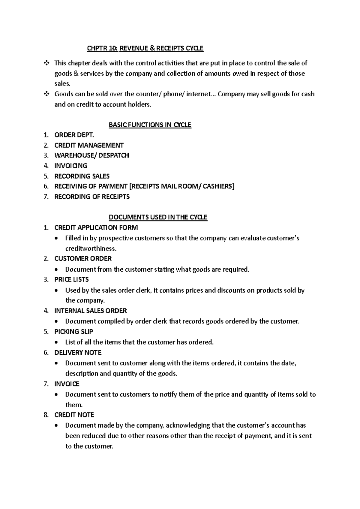 Rev & Rec Cycle Summary (CHPTR 10) - Tutor Njabulo's Notes - Studocu