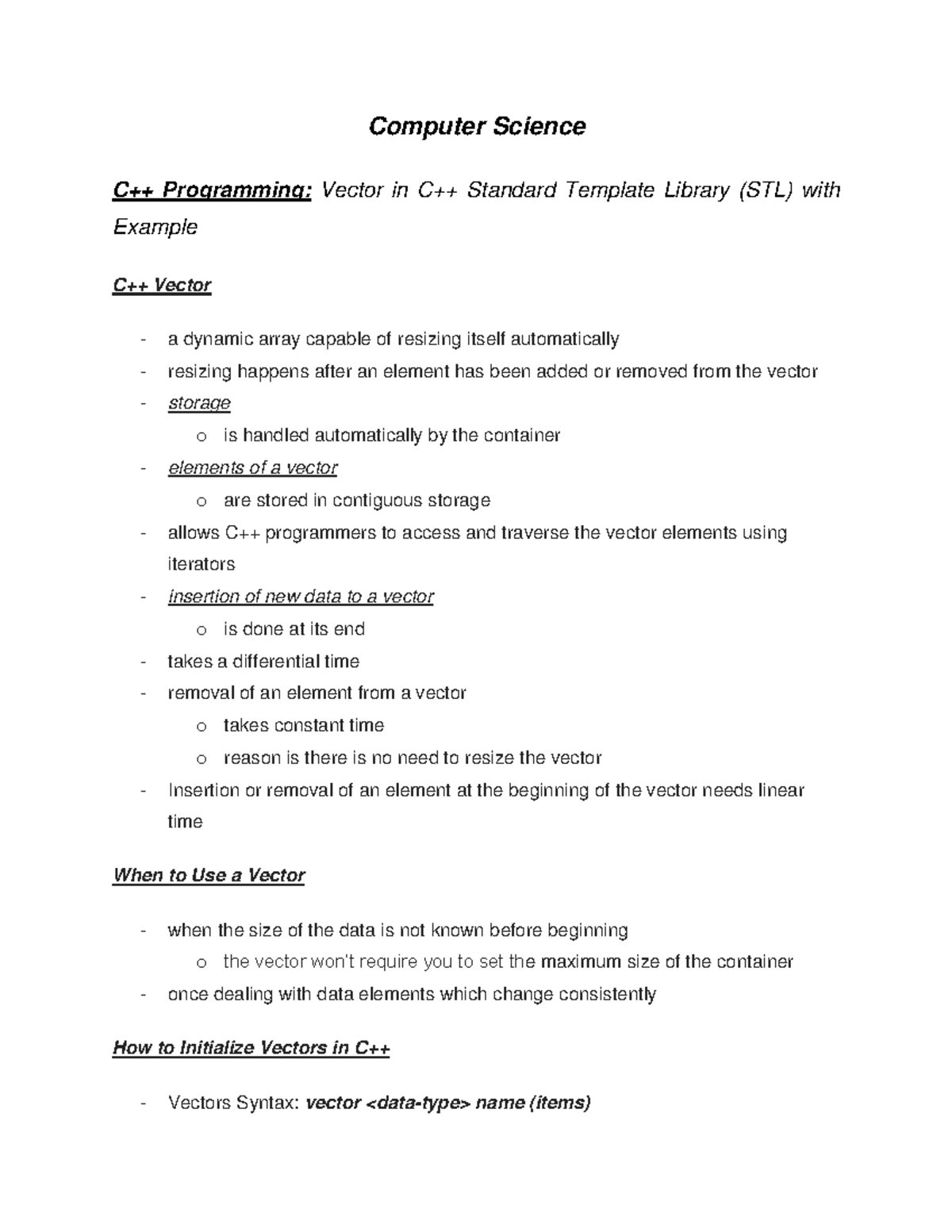 C++ Programming (CS101): Understanding Vectors in STL with Examples ...