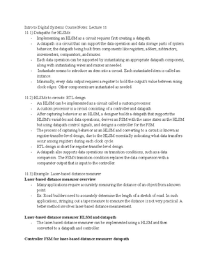 Intro to Digital Systems Course Notes Lecture 6 - Similarly, an FSM can ...