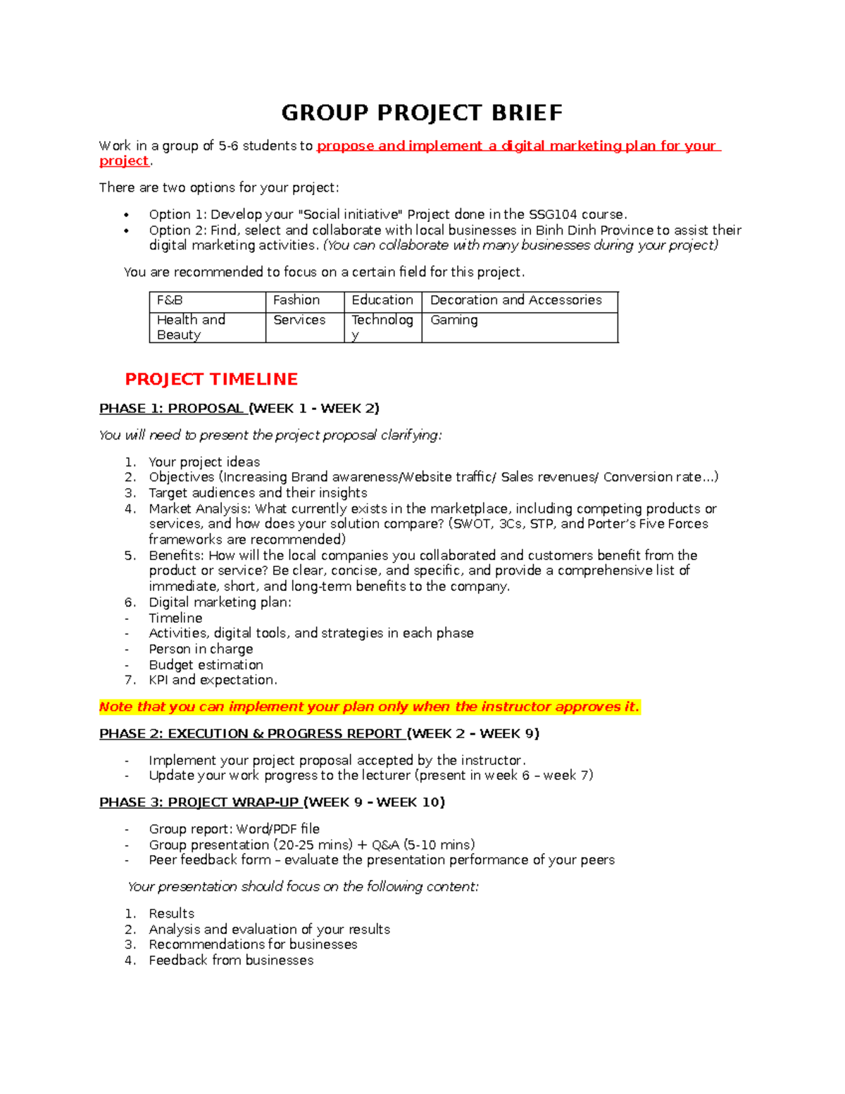 [DMS301m] Group project Brief - GROUP PROJECT BRIEF Work in a group of ...