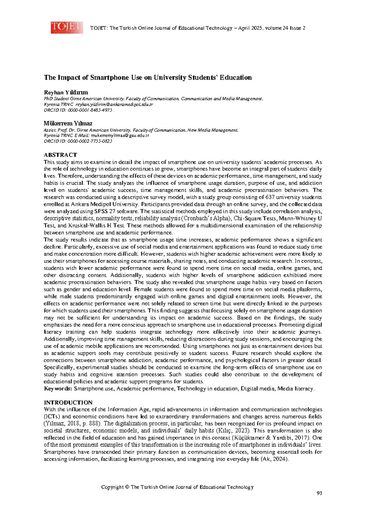 The Impact of Smartphone Use on University Education: A Study on ...