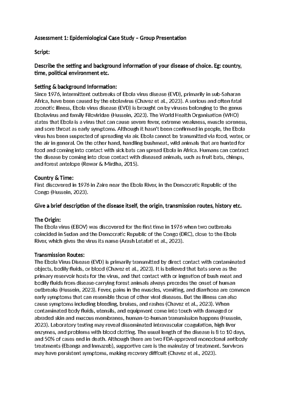 Assessment 1 script - Assessment 1: Epidemiological Case Study – Group ...