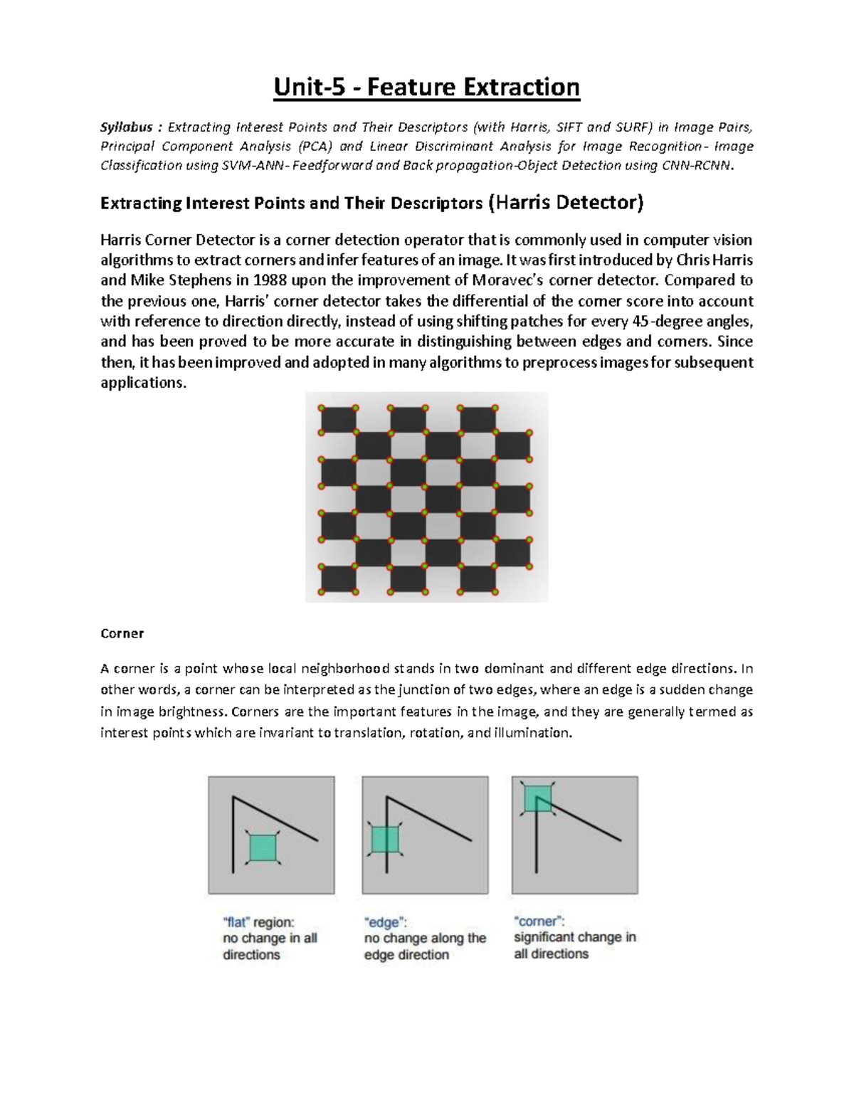 Unit 5: Feature Extraction Techniques in Image Processing - DIP - Studocu