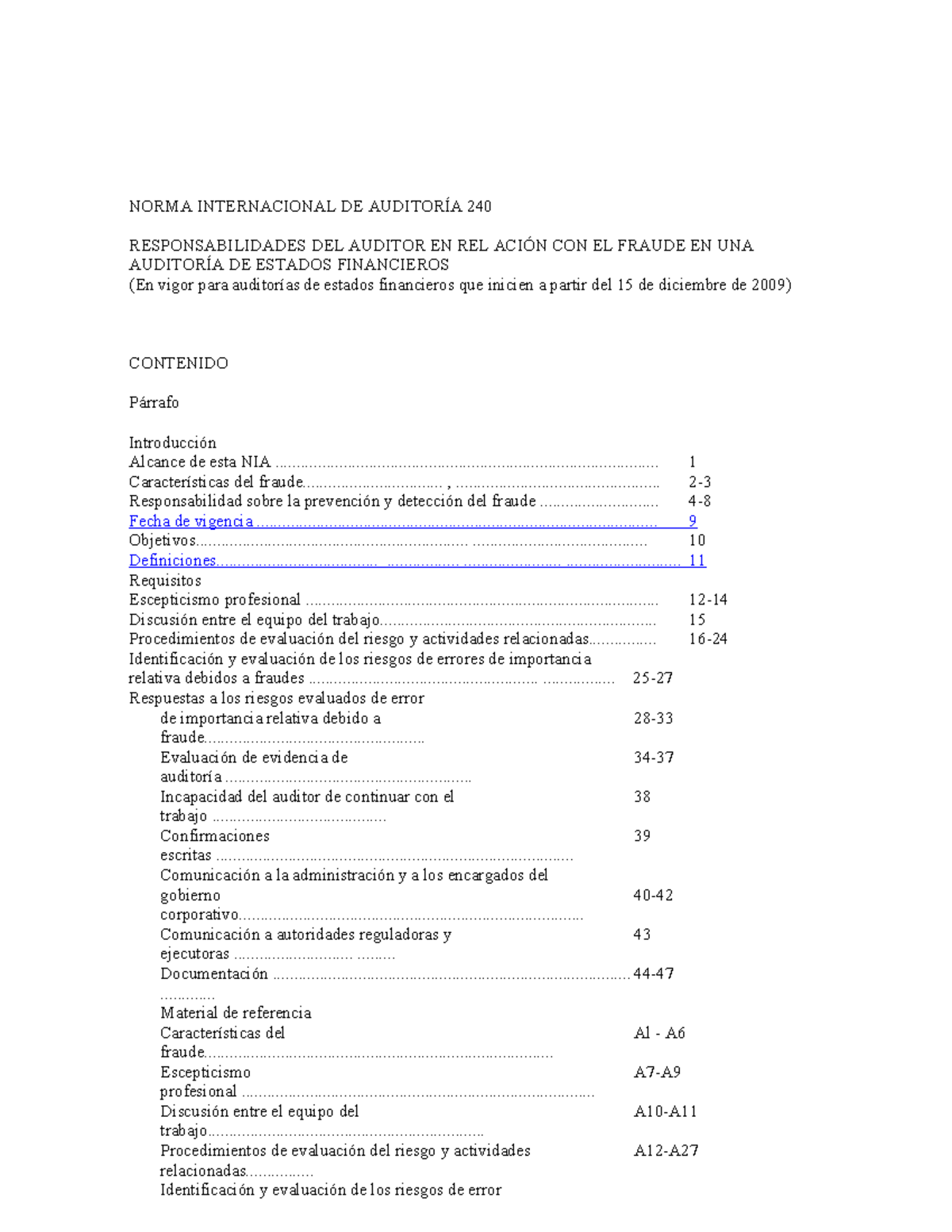 NIA 240 - Responsabilidades del Auditor Relativas al Fraude en ...