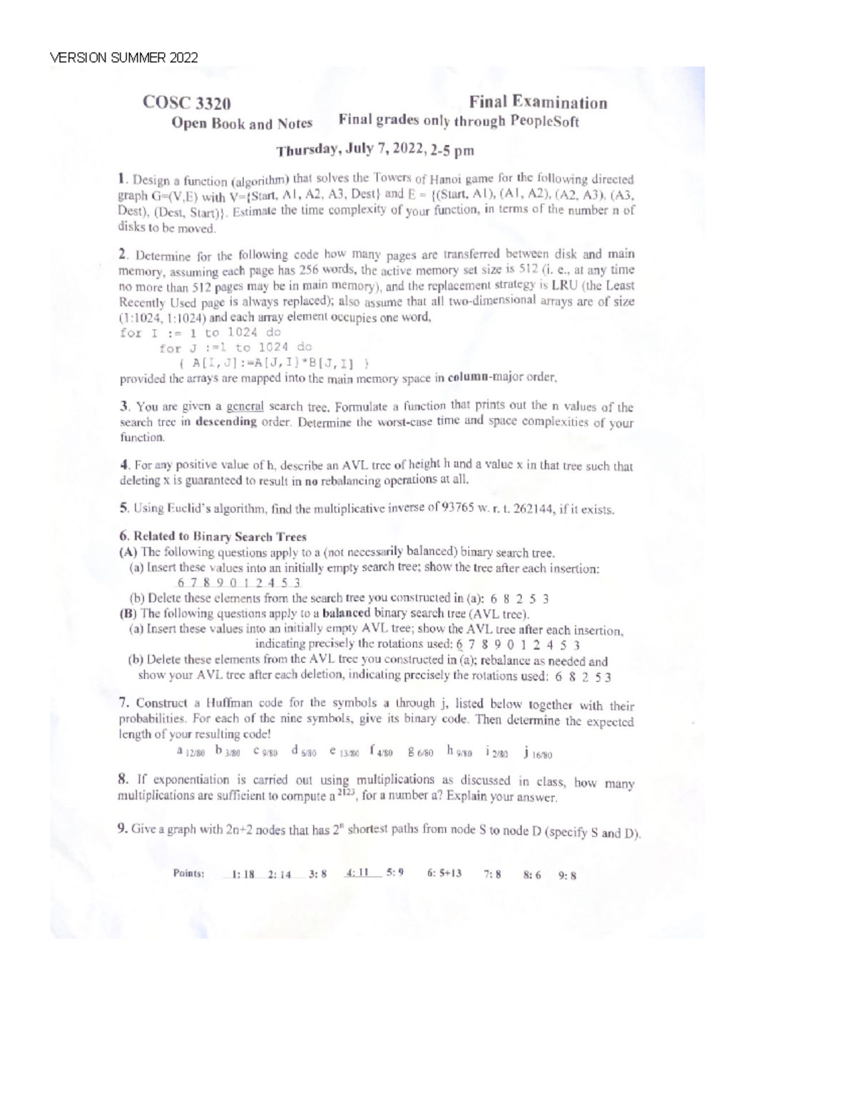 COSC 3320 Final Exam Study Guide: Algorithms & Complexities - Studocu