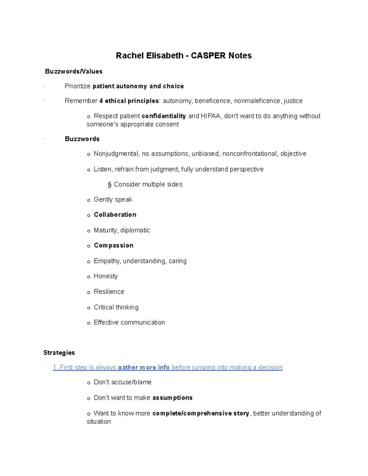 Rachel Elisabeth - Casper Notes-1 - Rachel Elisabeth - CASPER Notes ...
