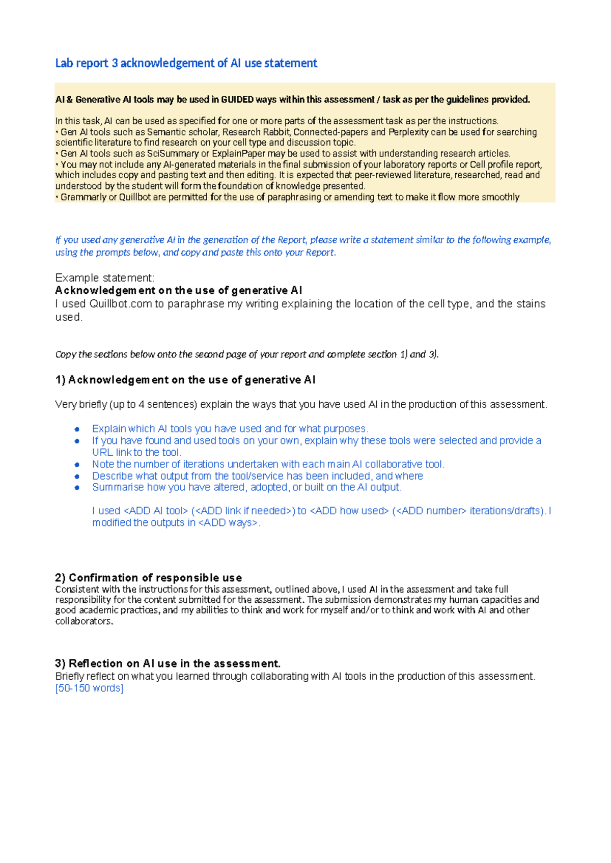 Lab Report 3: AI Use Acknowledgement & Guidelines for Submission - Studocu