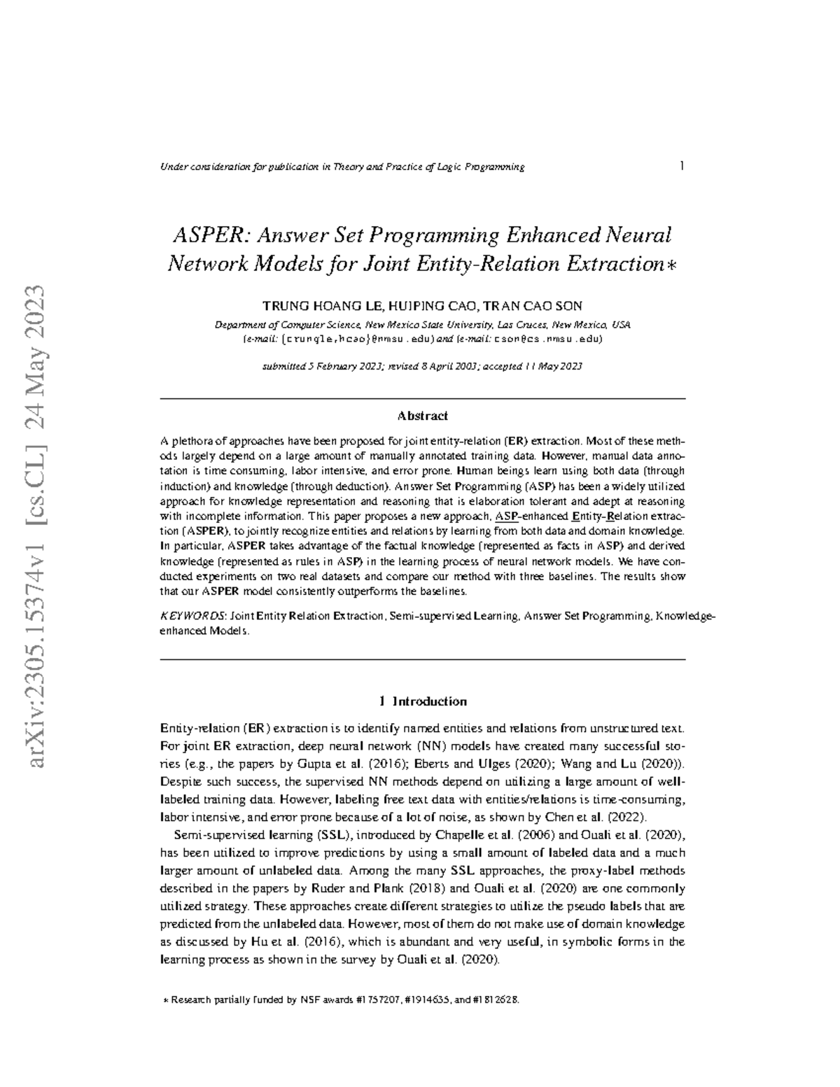 ASPER: Enhanced Neural Network Models for Joint Entity Relation ...