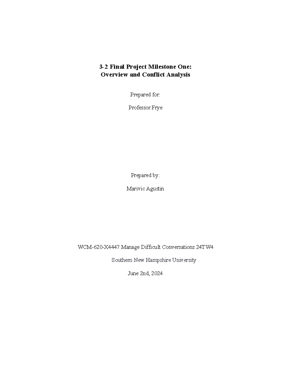 Milestone One Assignment - 3-2 Final Project Milestone One: Overview ...