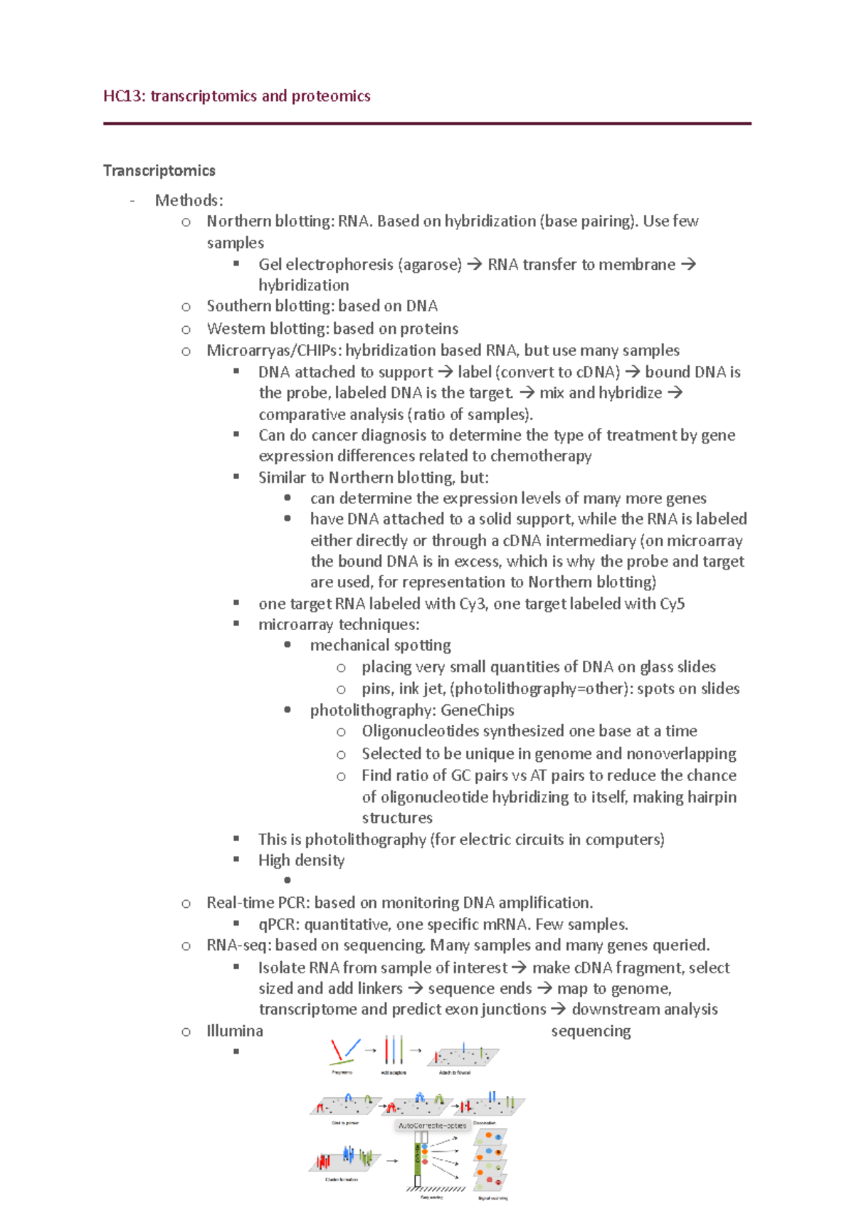 HC13: Summary of Transcriptomics and Proteomics Techniques - Studeersnel