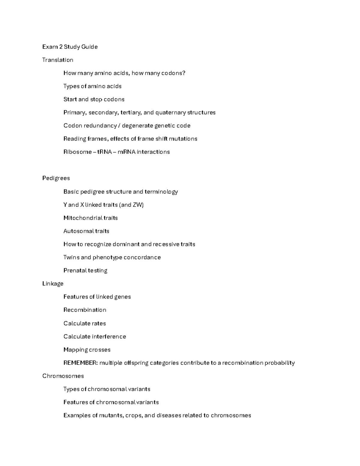 Biology 101 Exam 2 Study Guide: Amino Acids, Mutations & Pedigrees ...