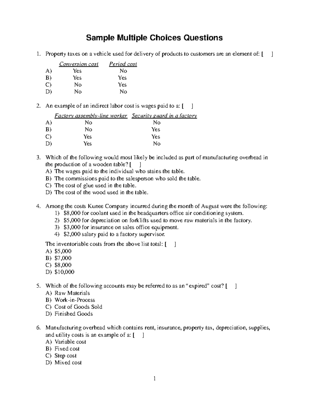 [ ACCT 380 ] Sample MCQs for 1st Exam - Fall 2022 - Studocu
