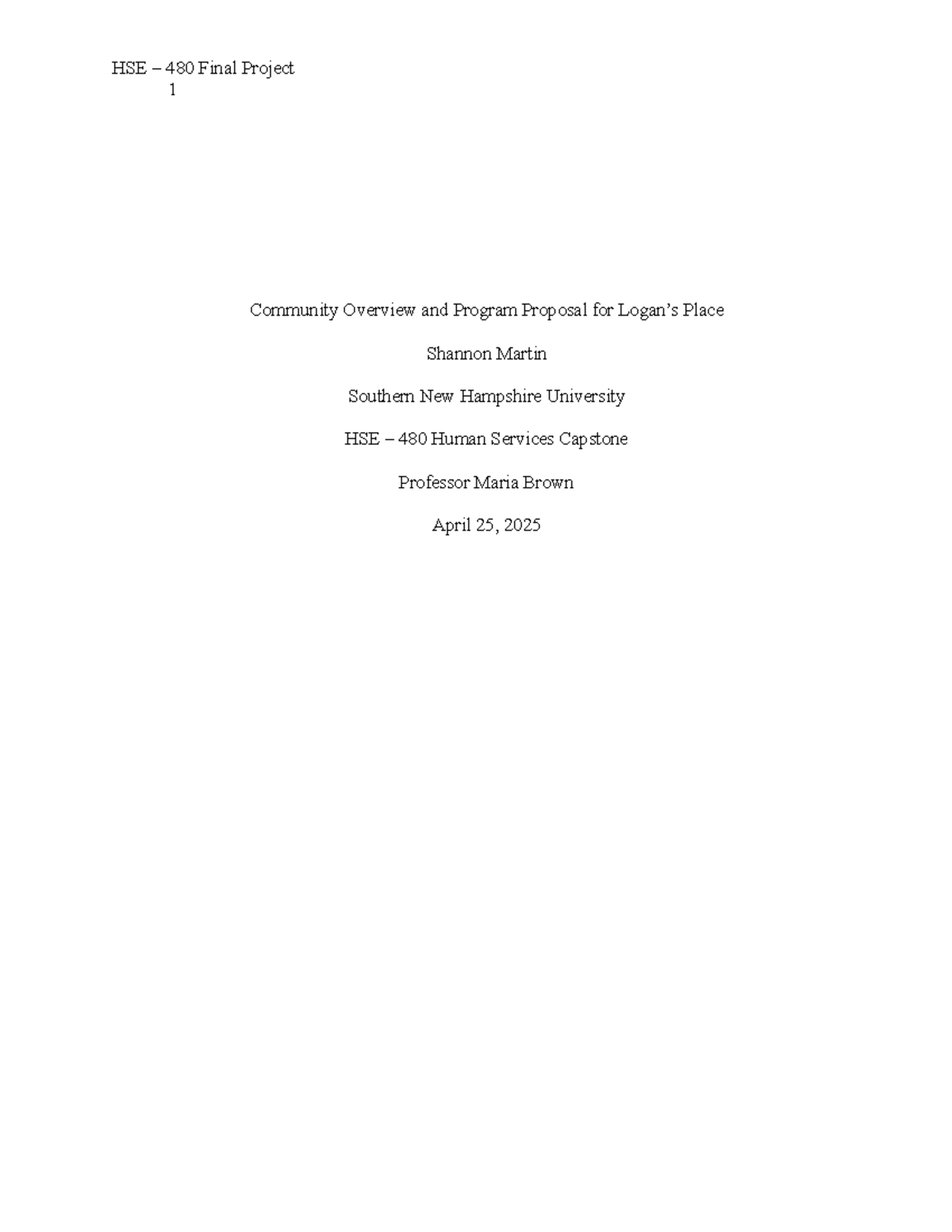 HSE 480 Final Project: Community Overview & Program Proposal for Place ...