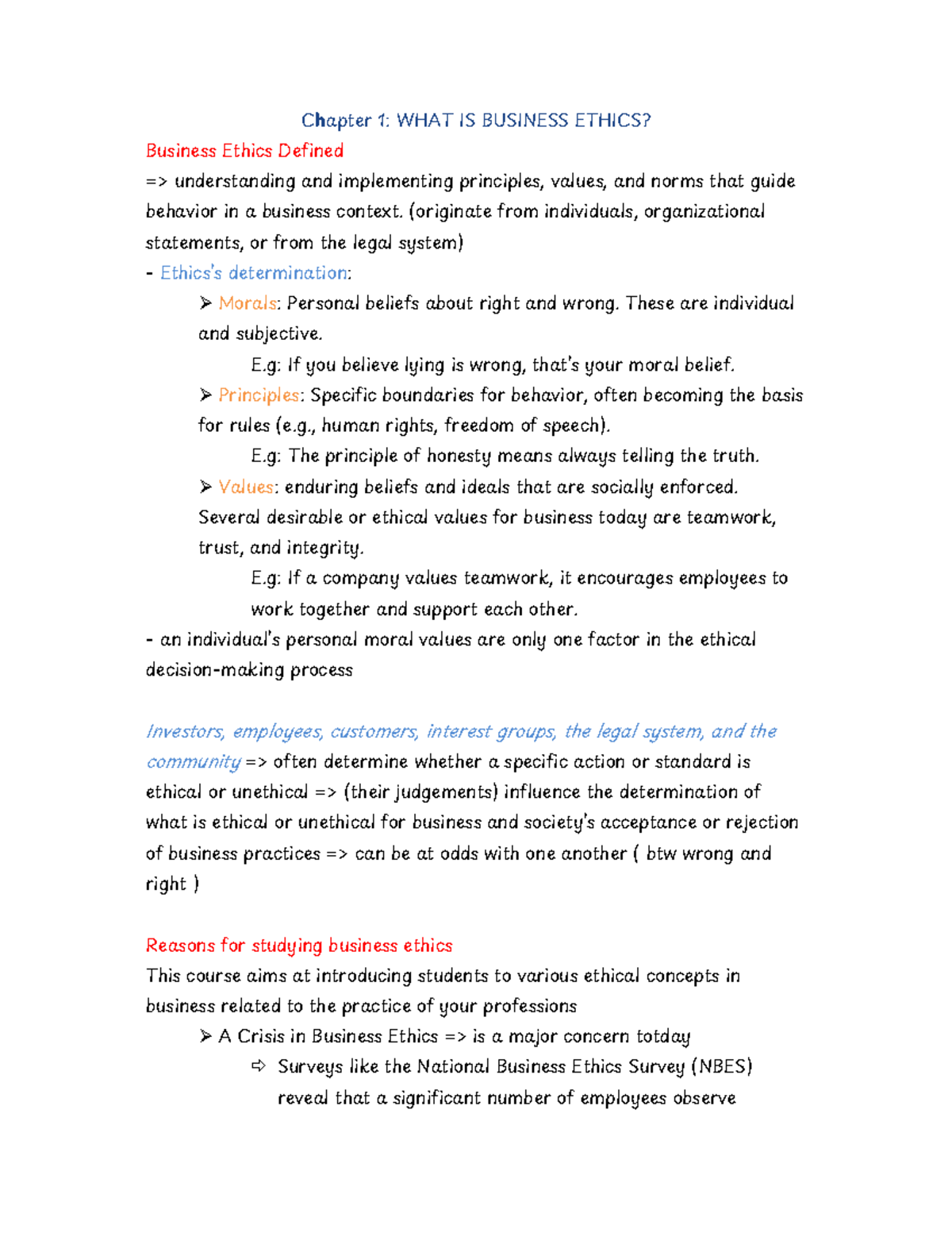 BE 101: Chapter 1 - Understanding Business Ethics and Its Importance ...