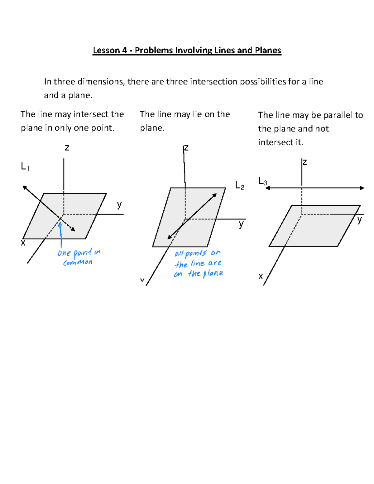 Lesson 4 Problems Involving Lines and Planes - Lesson 4 - Problems ...