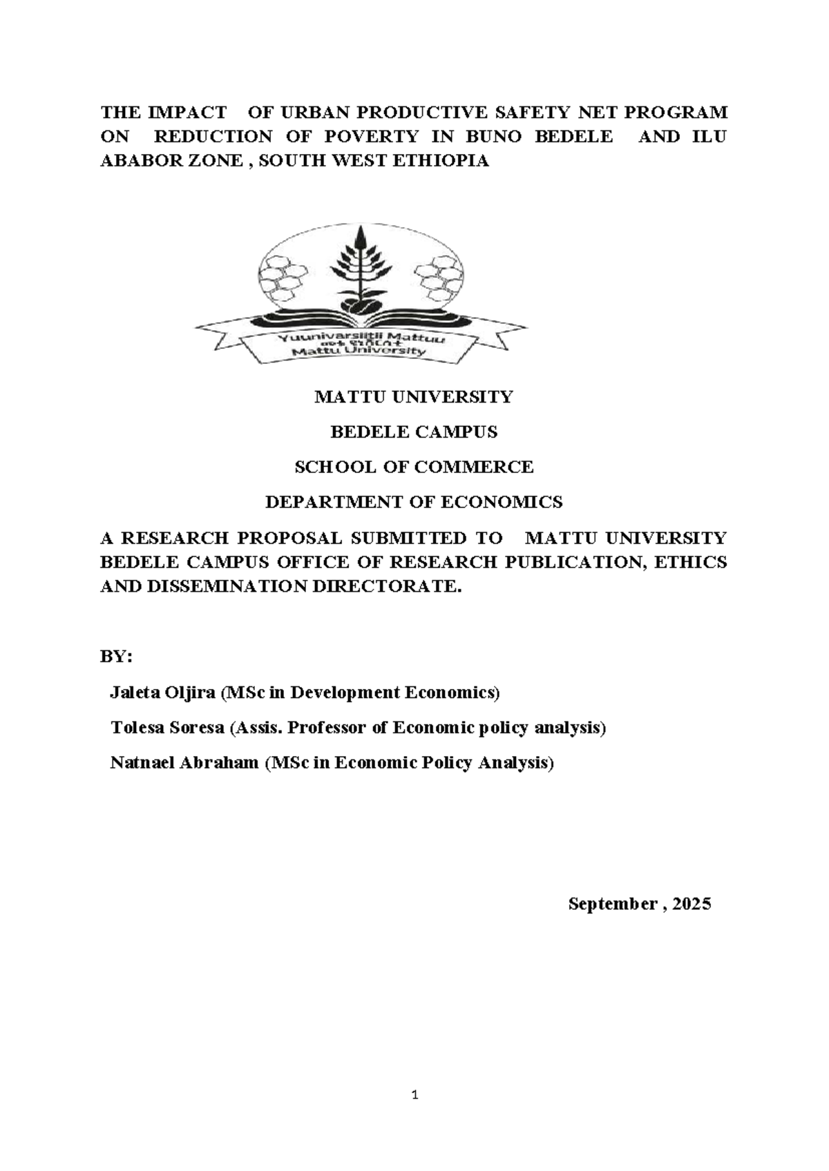 Impact of Urban Productive Safety Net Program on Poverty Reduction in ...
