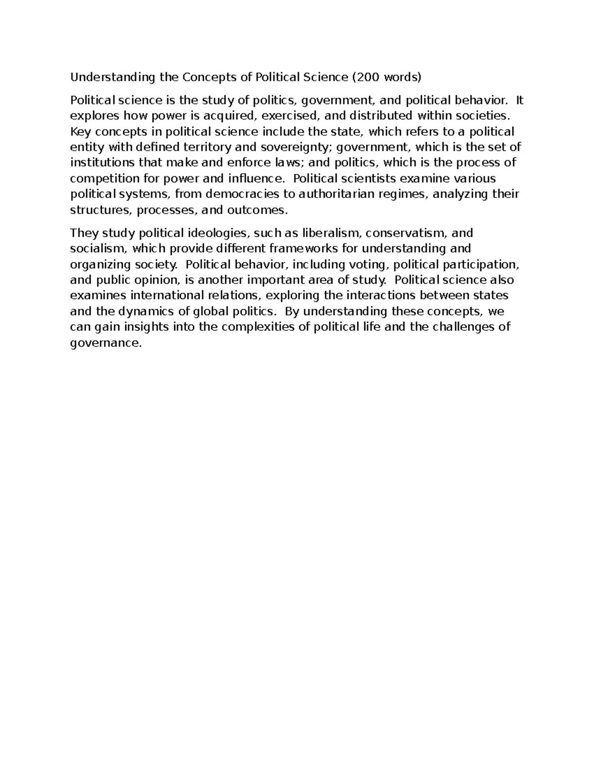 Understanding the Concepts of Political Science - It explores how power ...