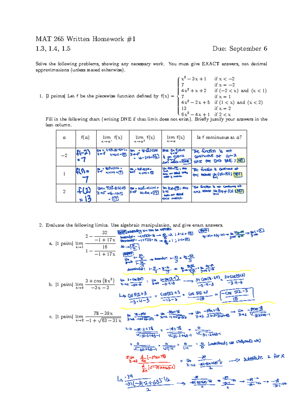 MAT 265 Chapter 1 Homework Problems and Solutions - Studocu