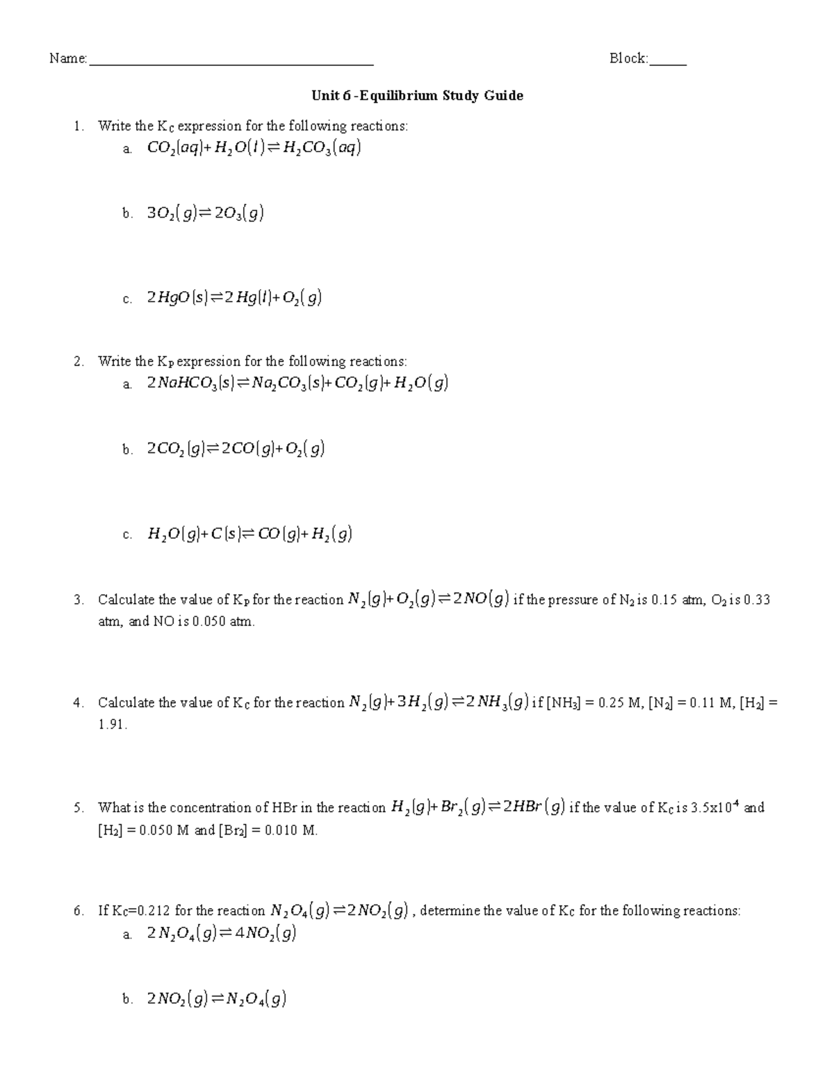 Unit 6 Study Guide - wwerw - Name ...