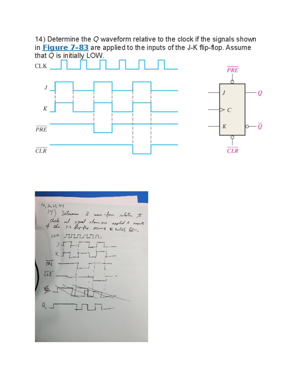 Review Assignment Week 1 - Determine the Q waveform relative to the ...