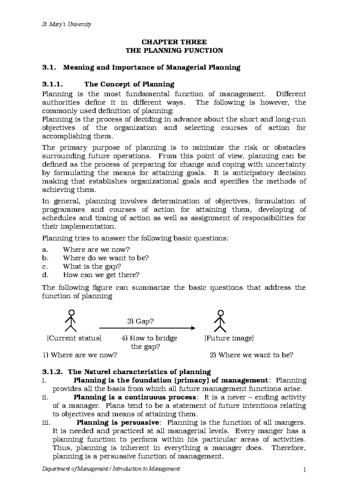 Mgmt Chapter 3: Understanding the Planning Function in Management - Studocu