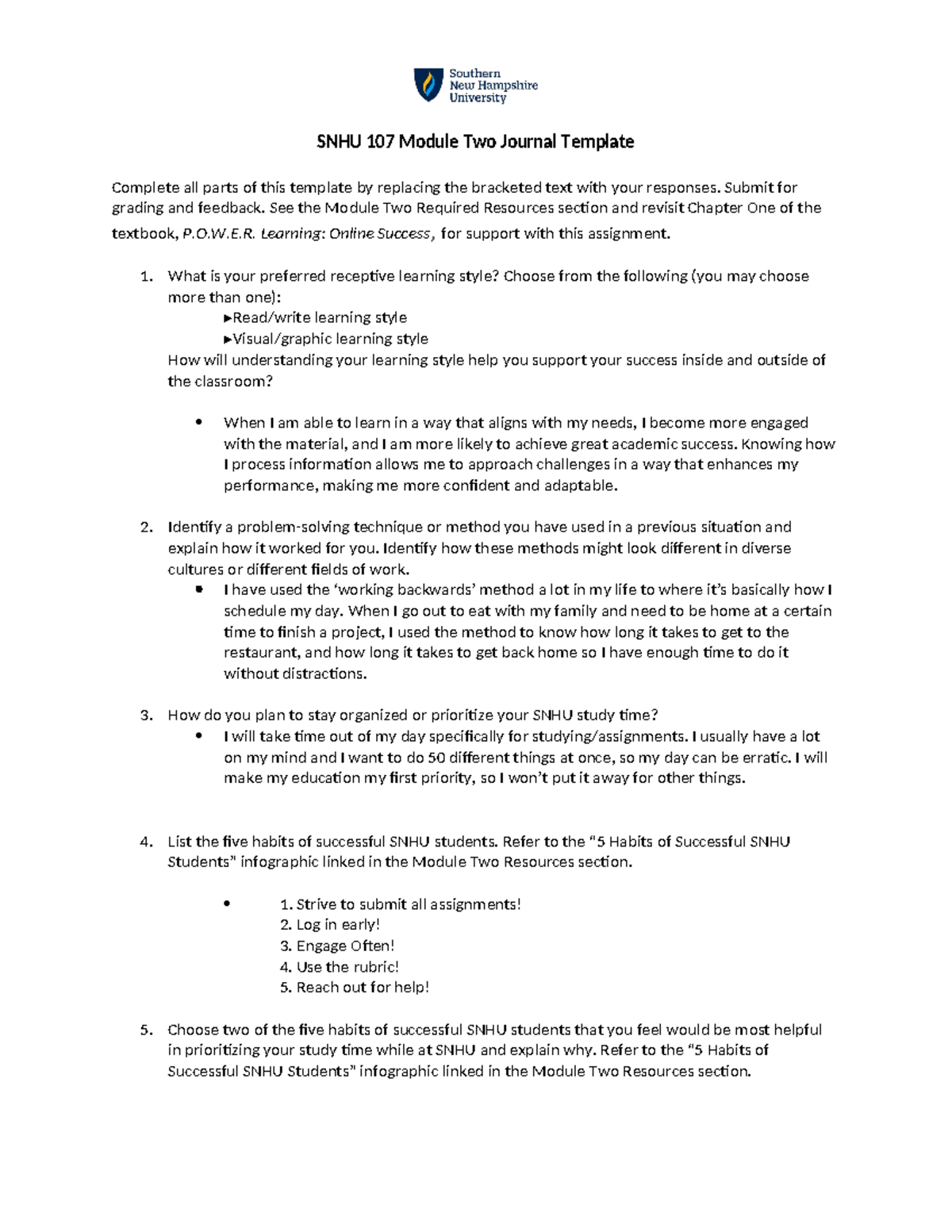 SNHU 107 Module Two Journal Template - SNHU 107 Module Two Journal ...
