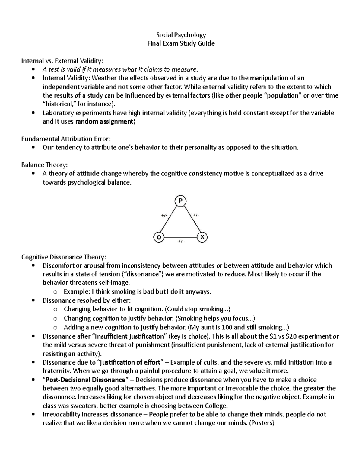 Social Psychology Final Exam Study Guide: Key Concepts & Theories - Studocu
