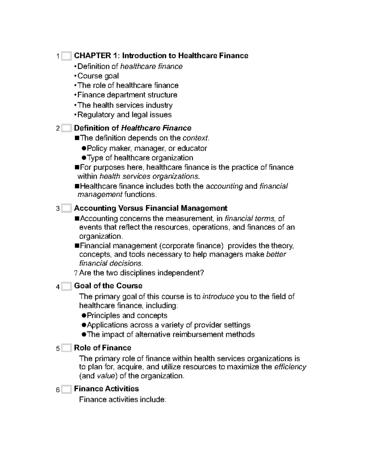 Healthcare Finance: Chapter 1 Overview and Core Concepts - CHAPTER 1 ...