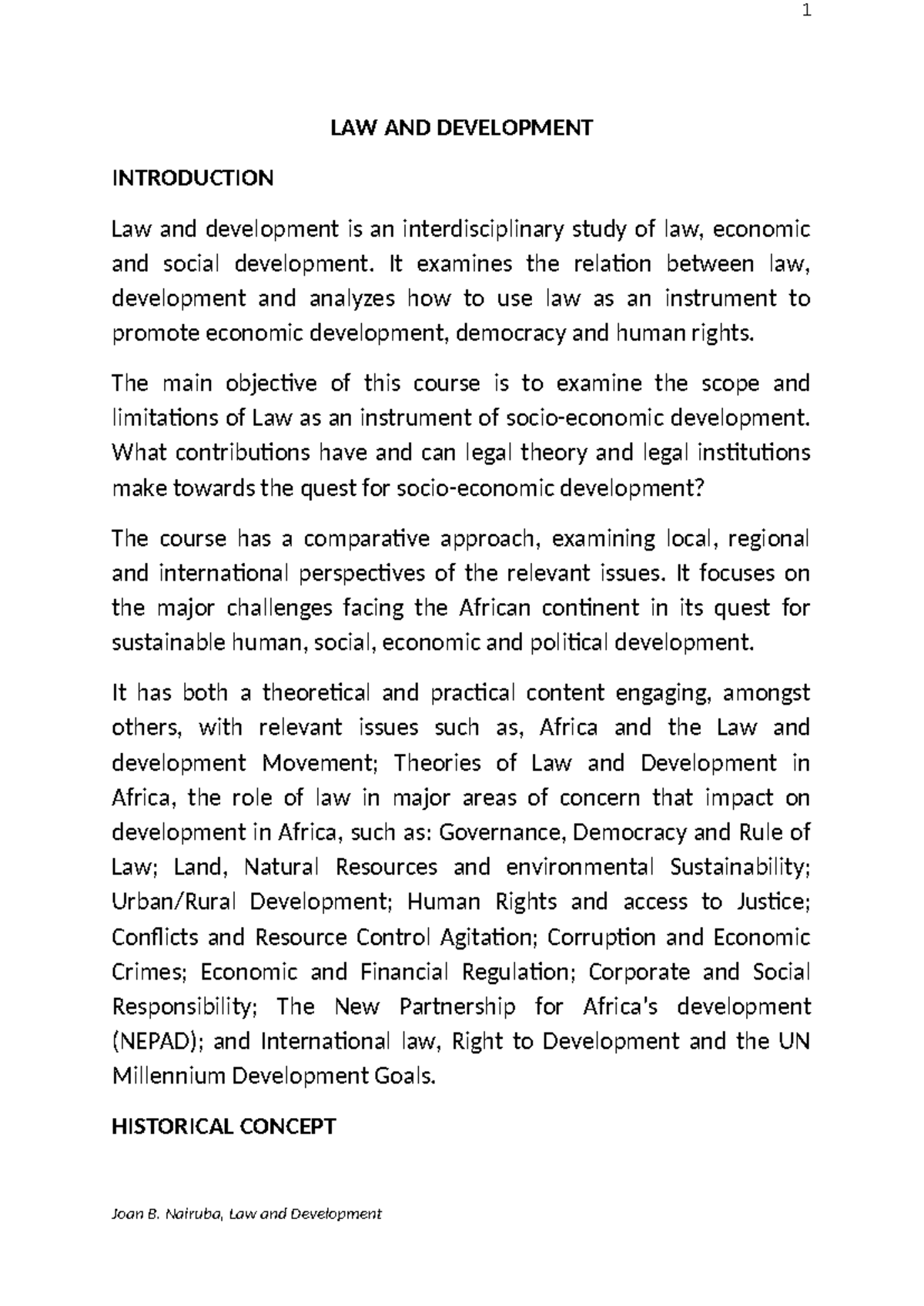 LAW AND DEVELOPMENT Comprehensive Notes: Insights and Perspectives ...