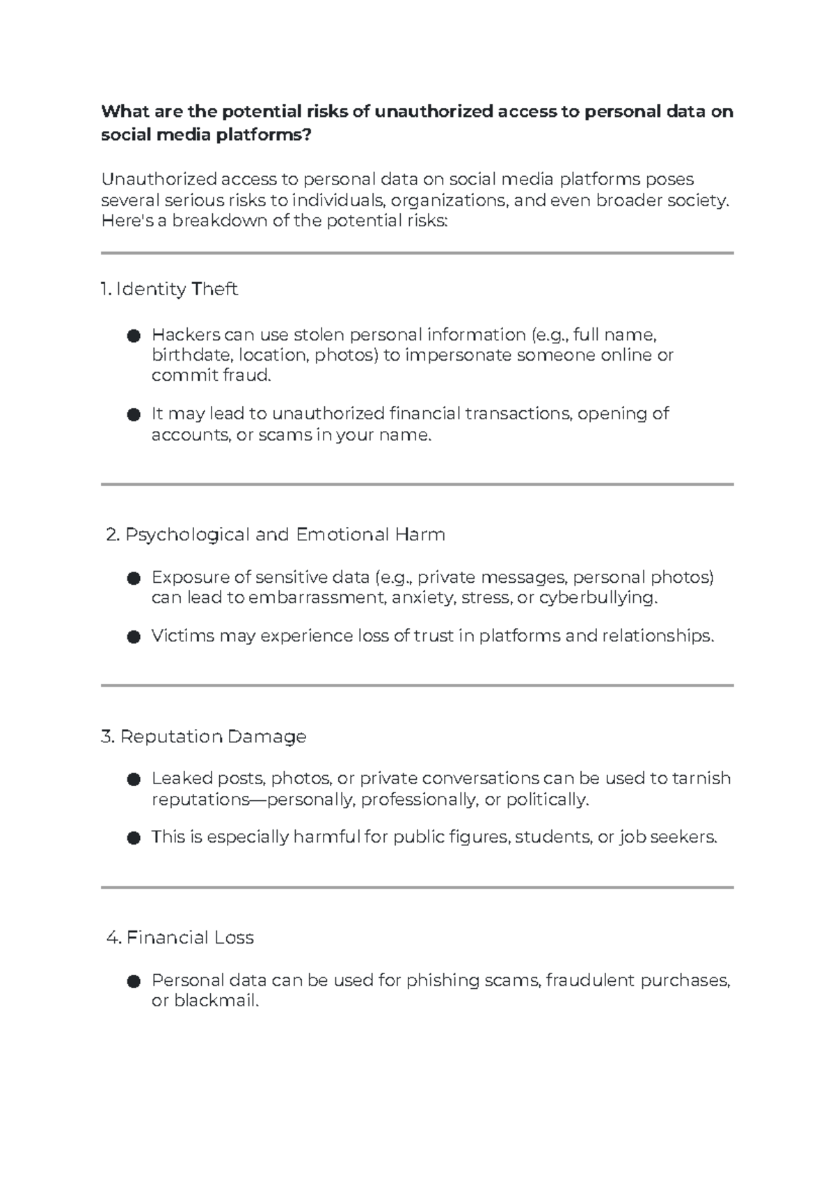 LAE101 - SLOT 1 - Q2: Risks of Unauthorized Access to Personal Data ...