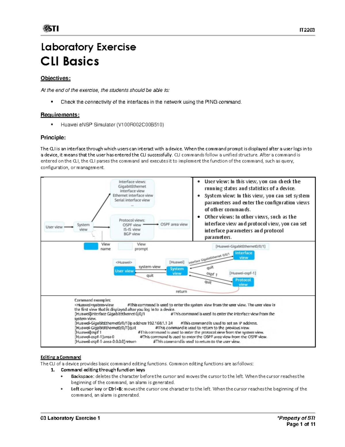 03 Lab Exercise 1: CLI Basics and Connectivity Testing - Studocu