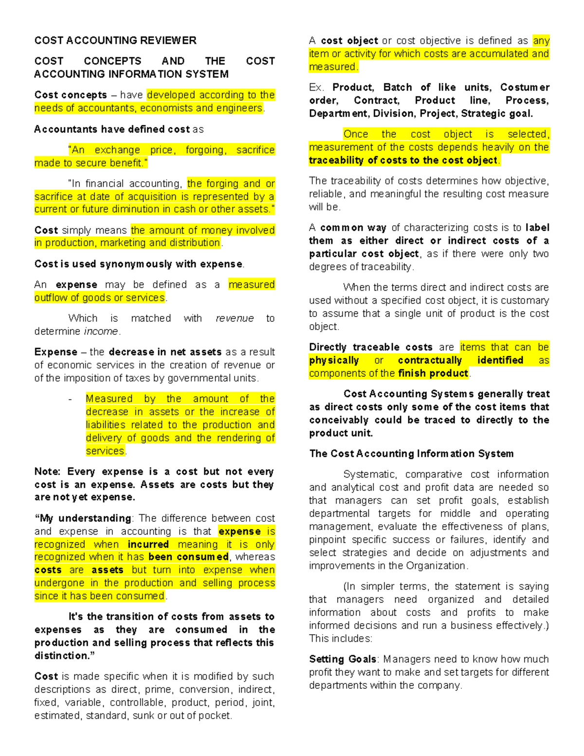 COST 101: Comprehensive Accounting Concepts and Information System ...