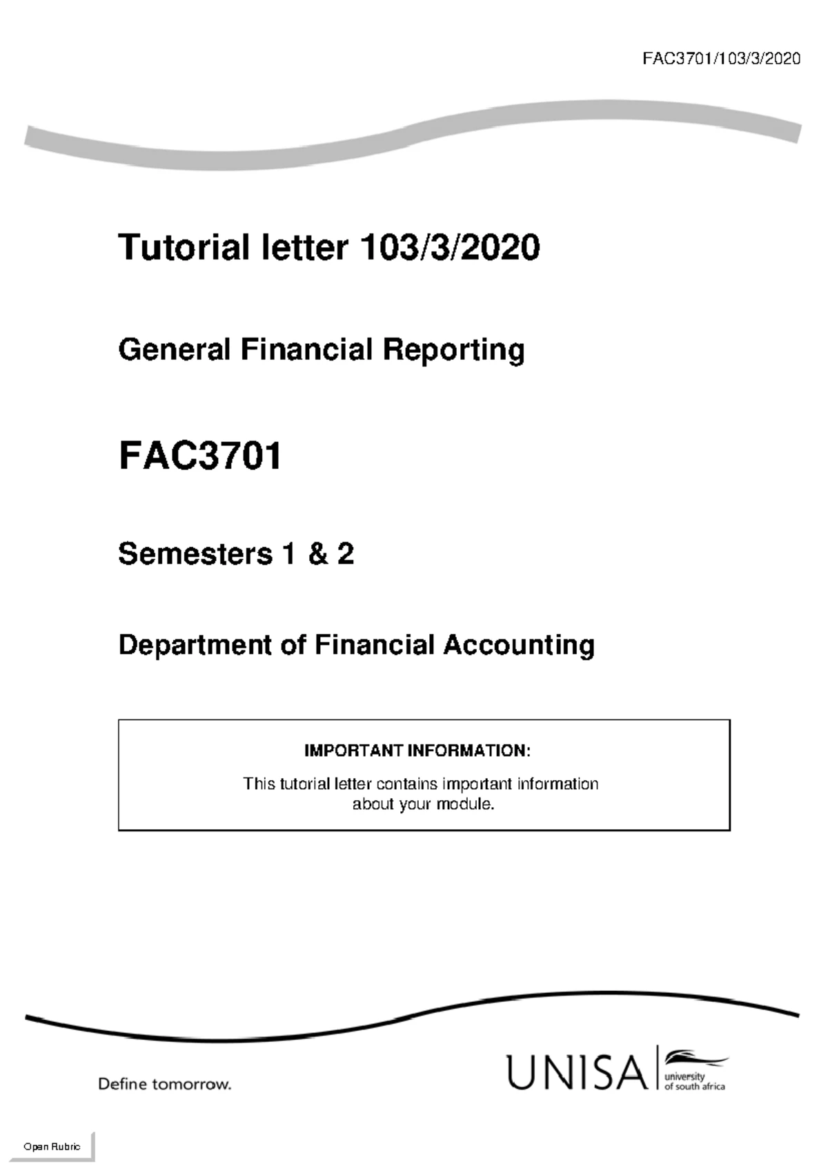 AUI3703 2020 TL 201 1 B - Tutorial Letter 201/1/ 2020 The Internal ...