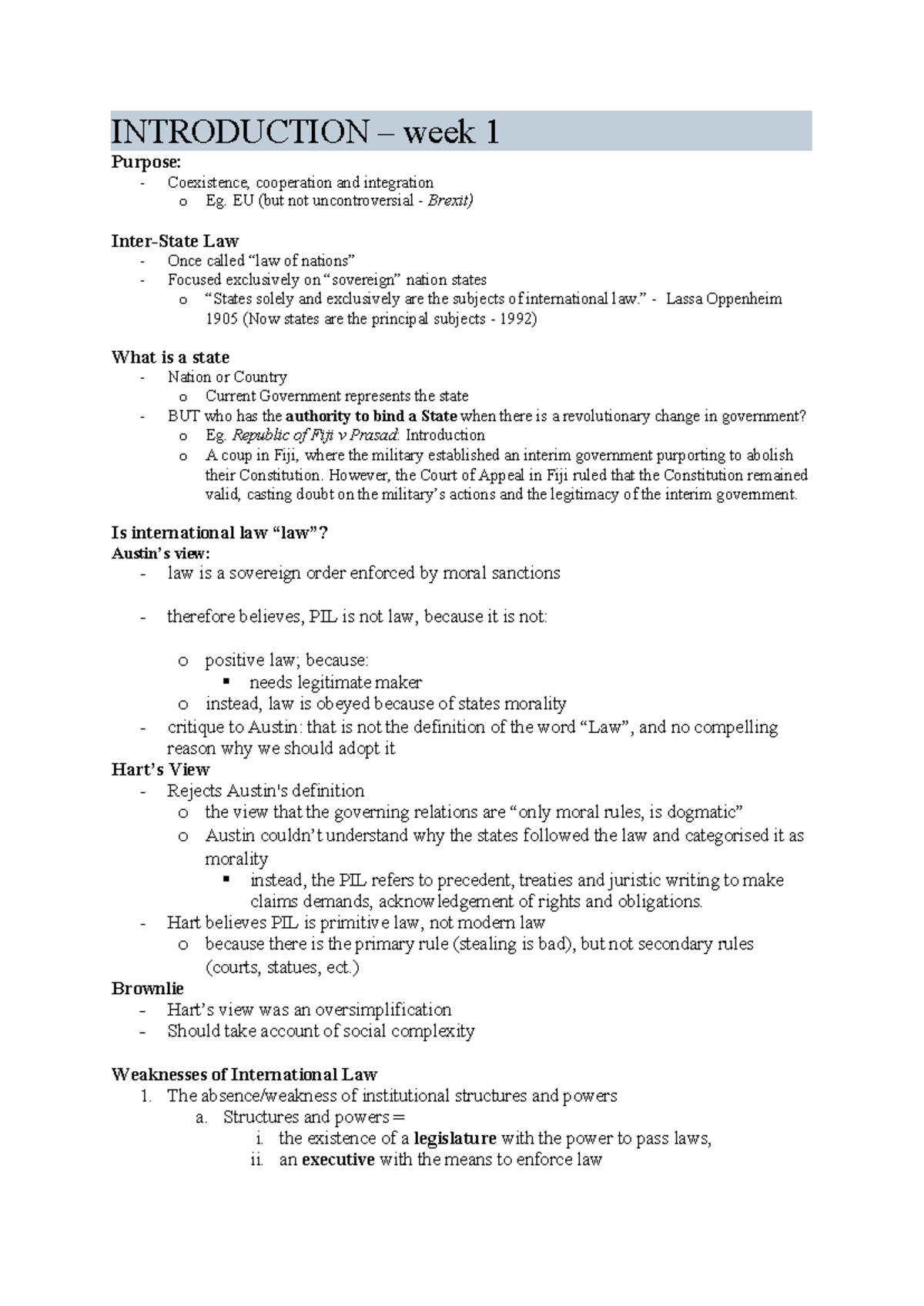 PIL exam notes - INTRODUCTION – week 1 Purpose: - Coexistence ...