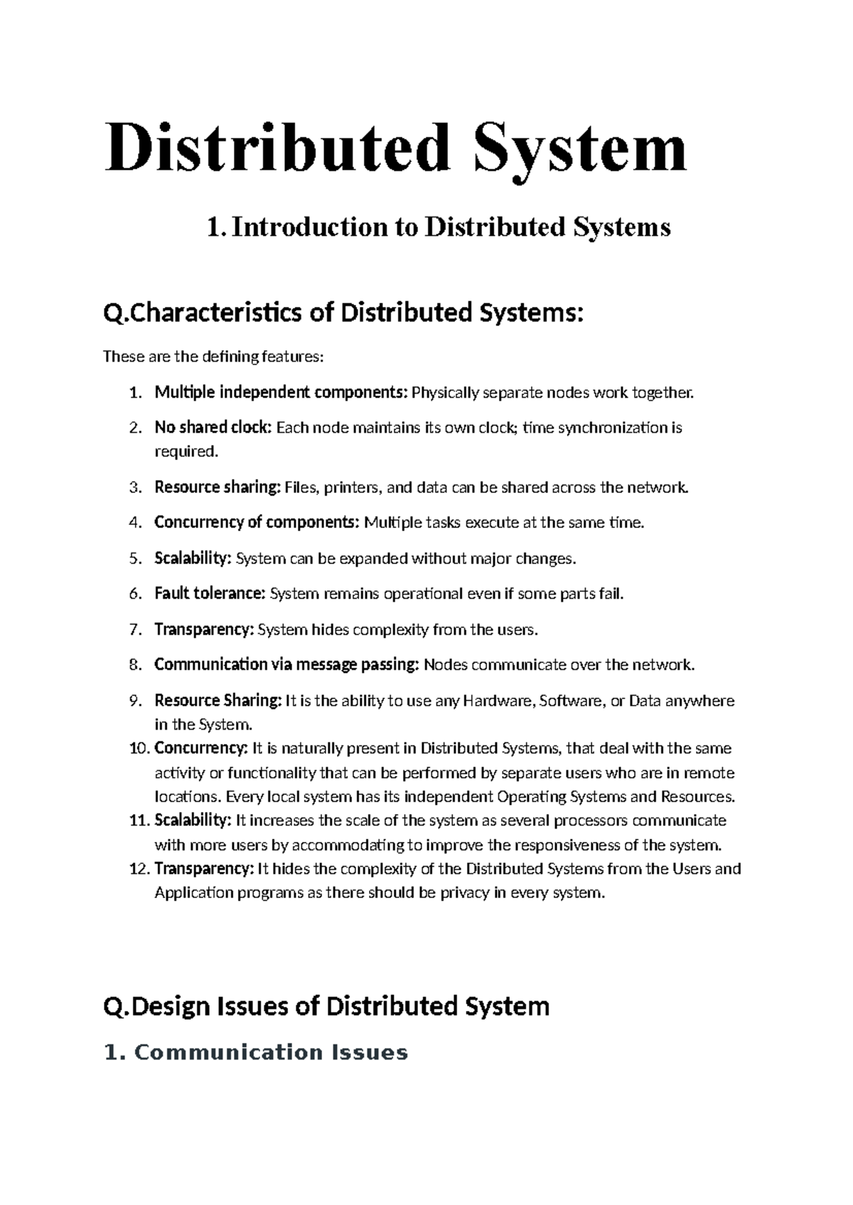 Distributed Systems (CS101): Key Characteristics, Design Issues & Goals ...
