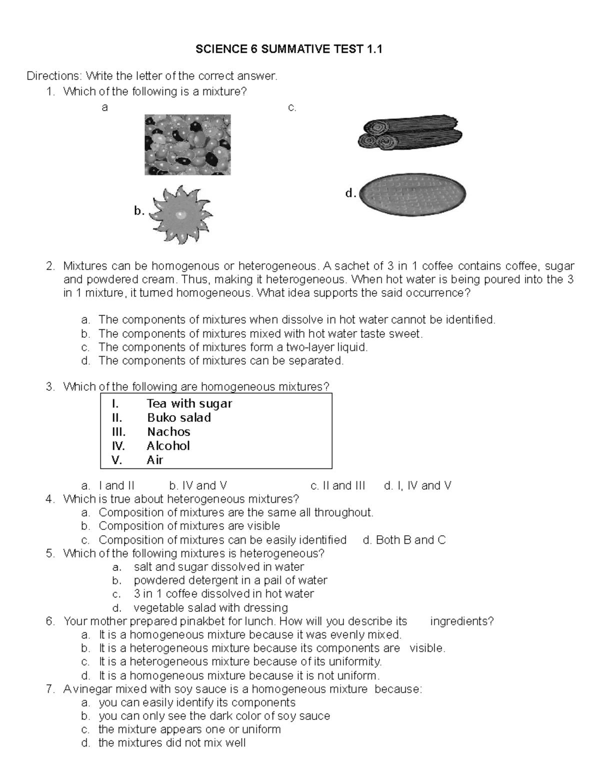 Science Separation - Lesson on Separating Mixtures (SCI 101) - Studocu