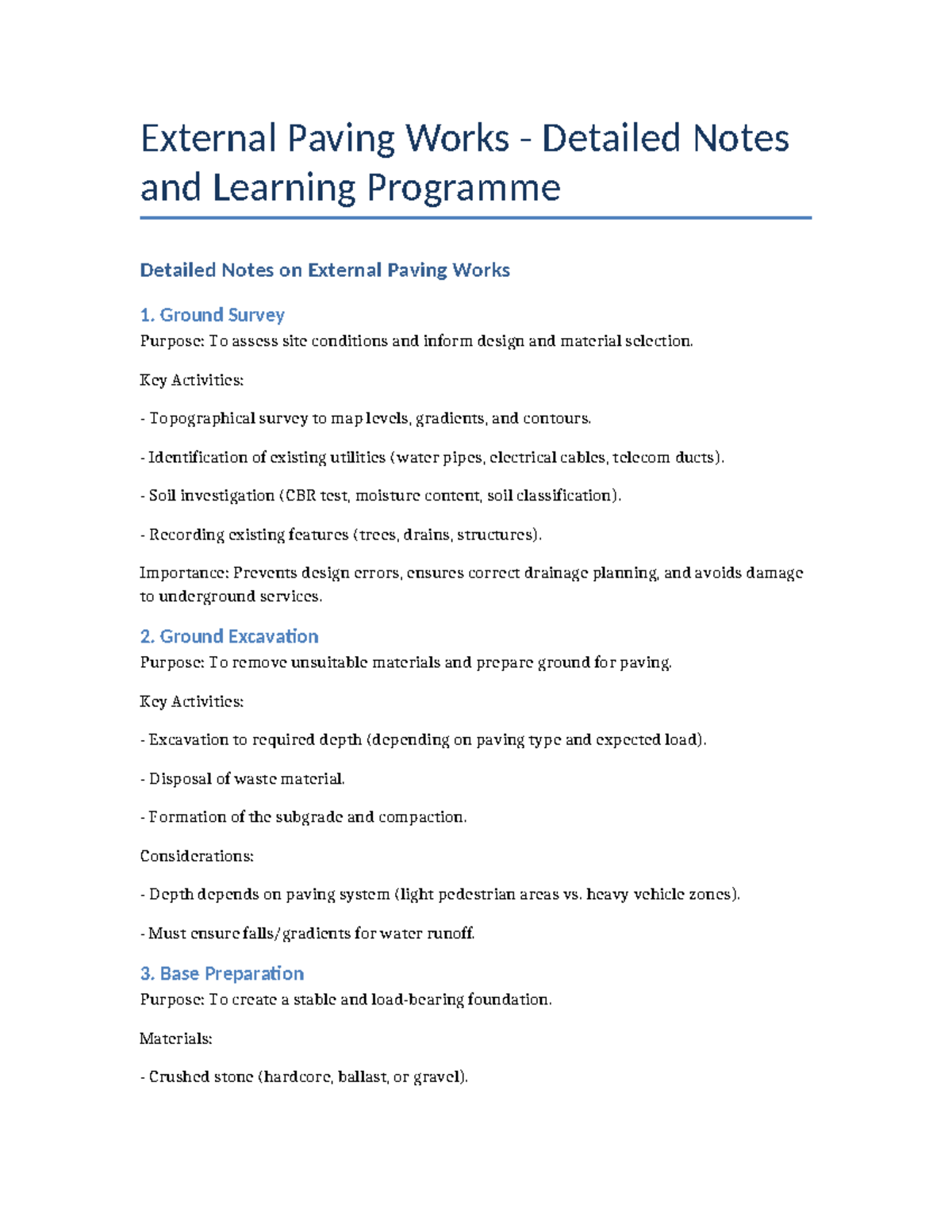 External Paving Works Learning Programme (Course Code: EPW 101) - Studocu
