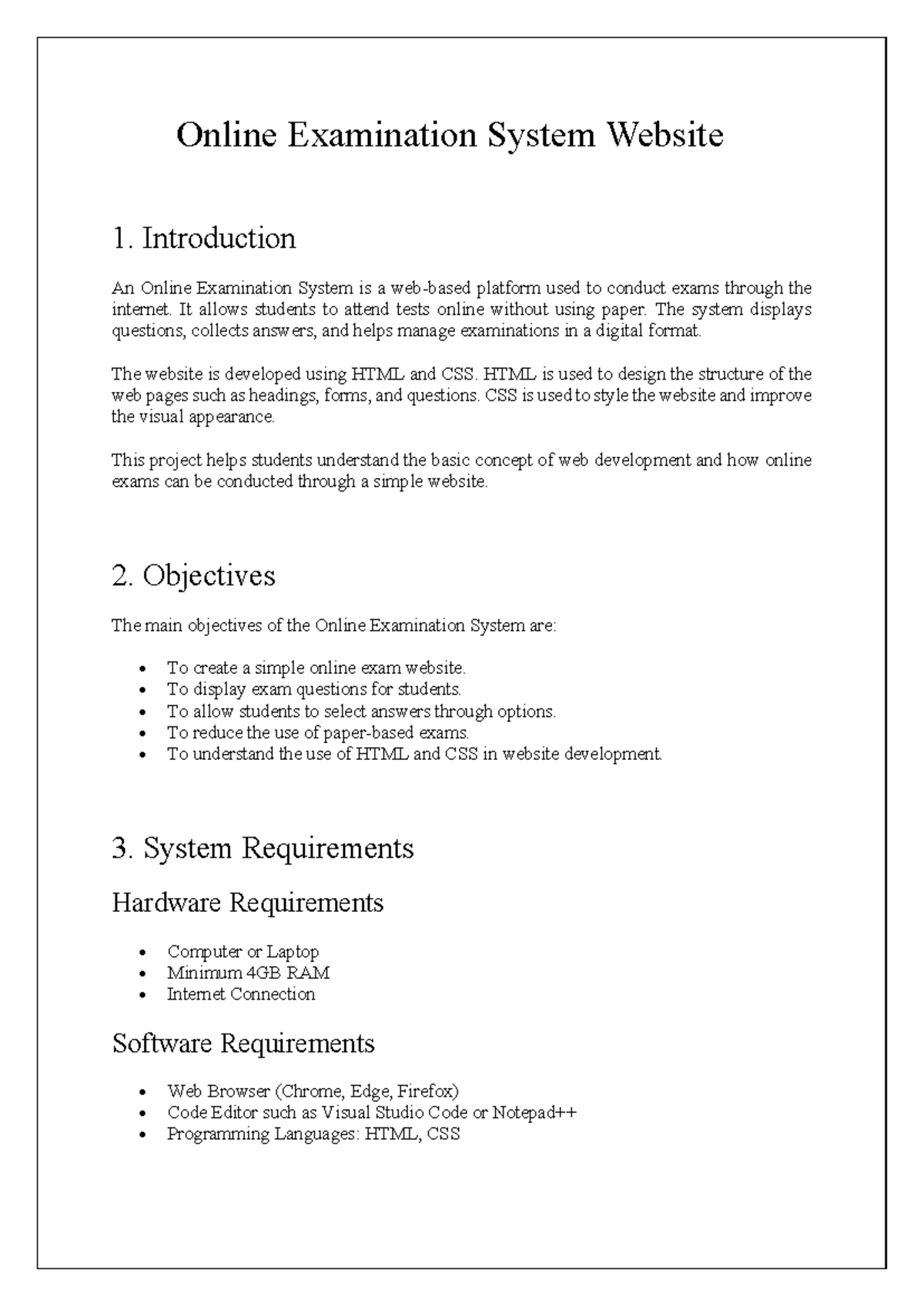 Online Examination System Project: Web Development with HTML & CSS ...