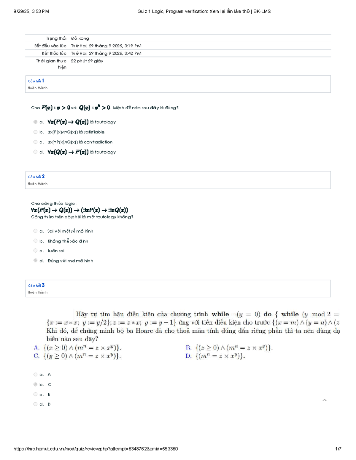 Quiz 1 Logic & Program Verification Review BK-LMS - Studocu