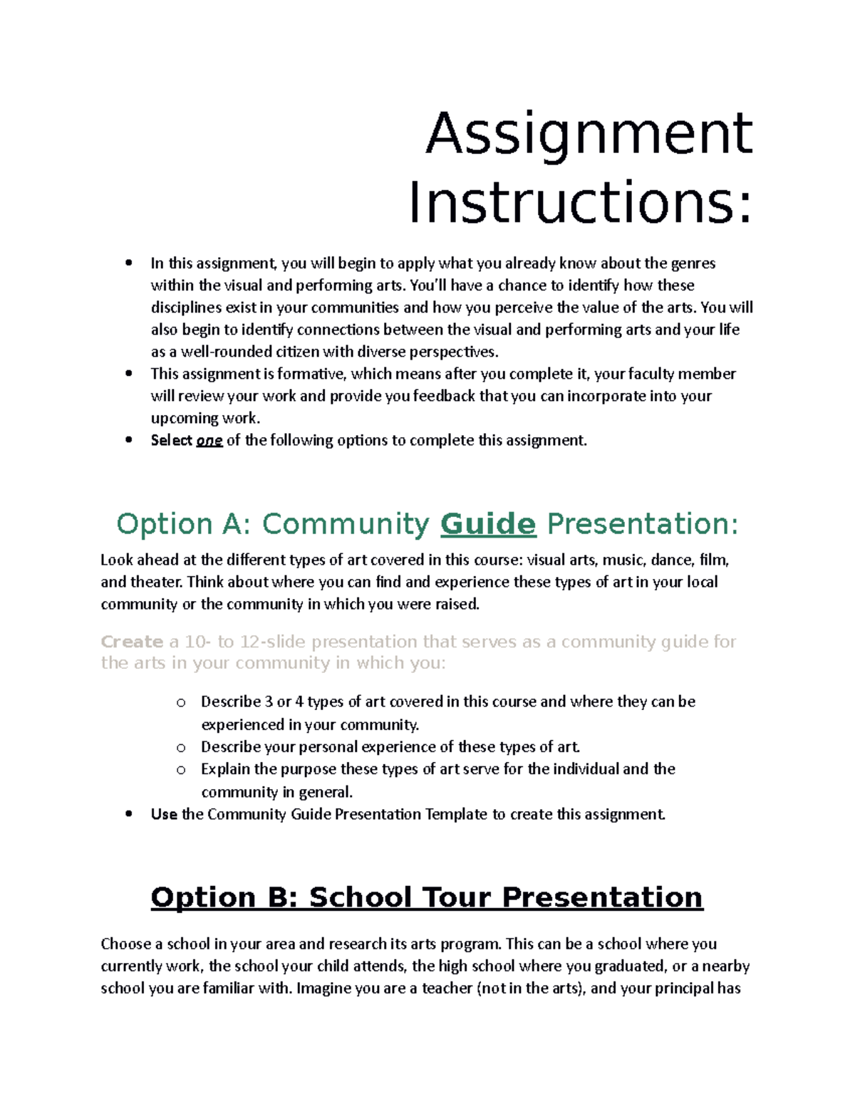 Wk 1 - Community Guide & School Tour Art Presentation [due Mon] - Studocu