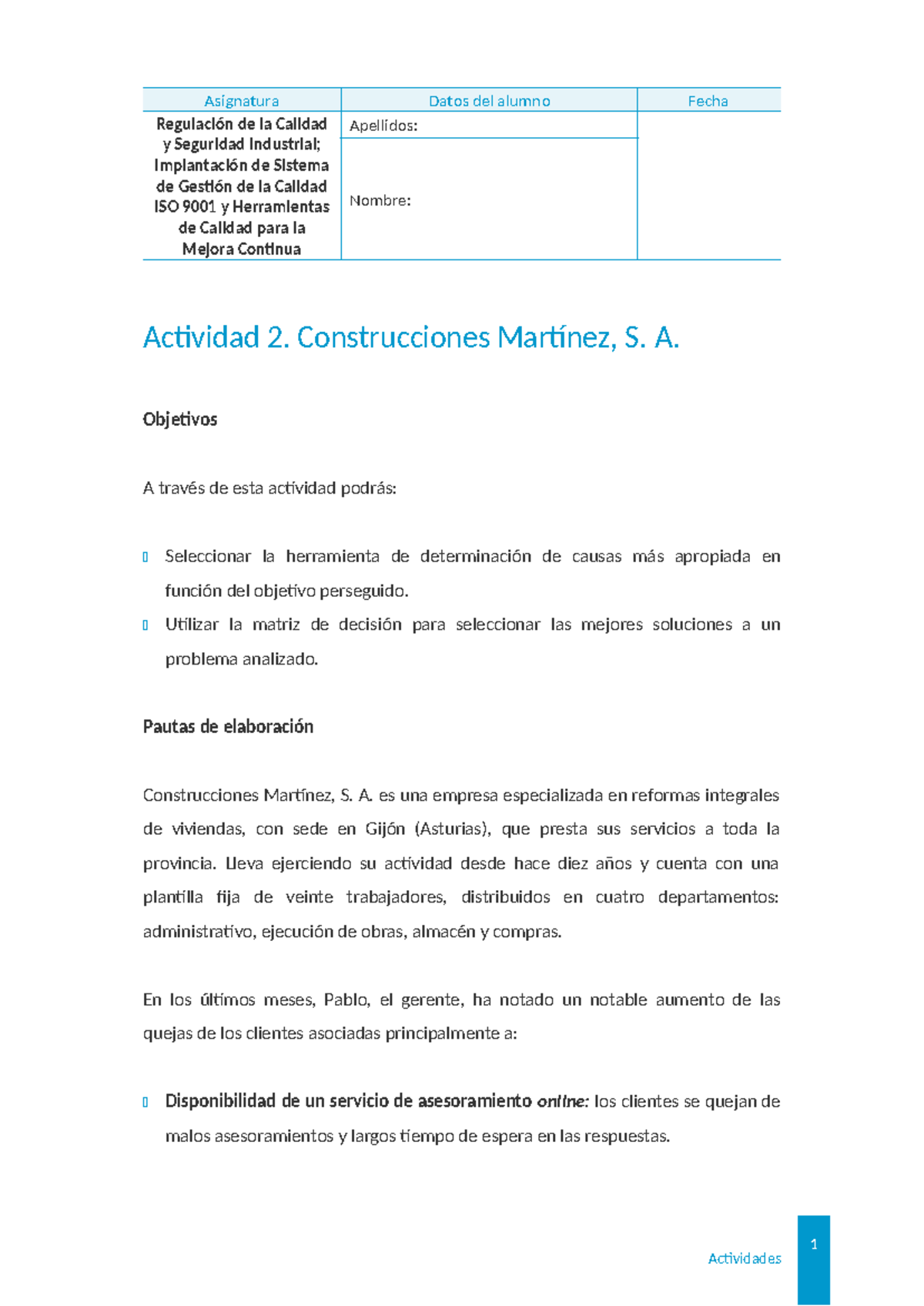 Actividad 2: Herramientas de Calidad y Mejora Continua en ISO 9001 ...