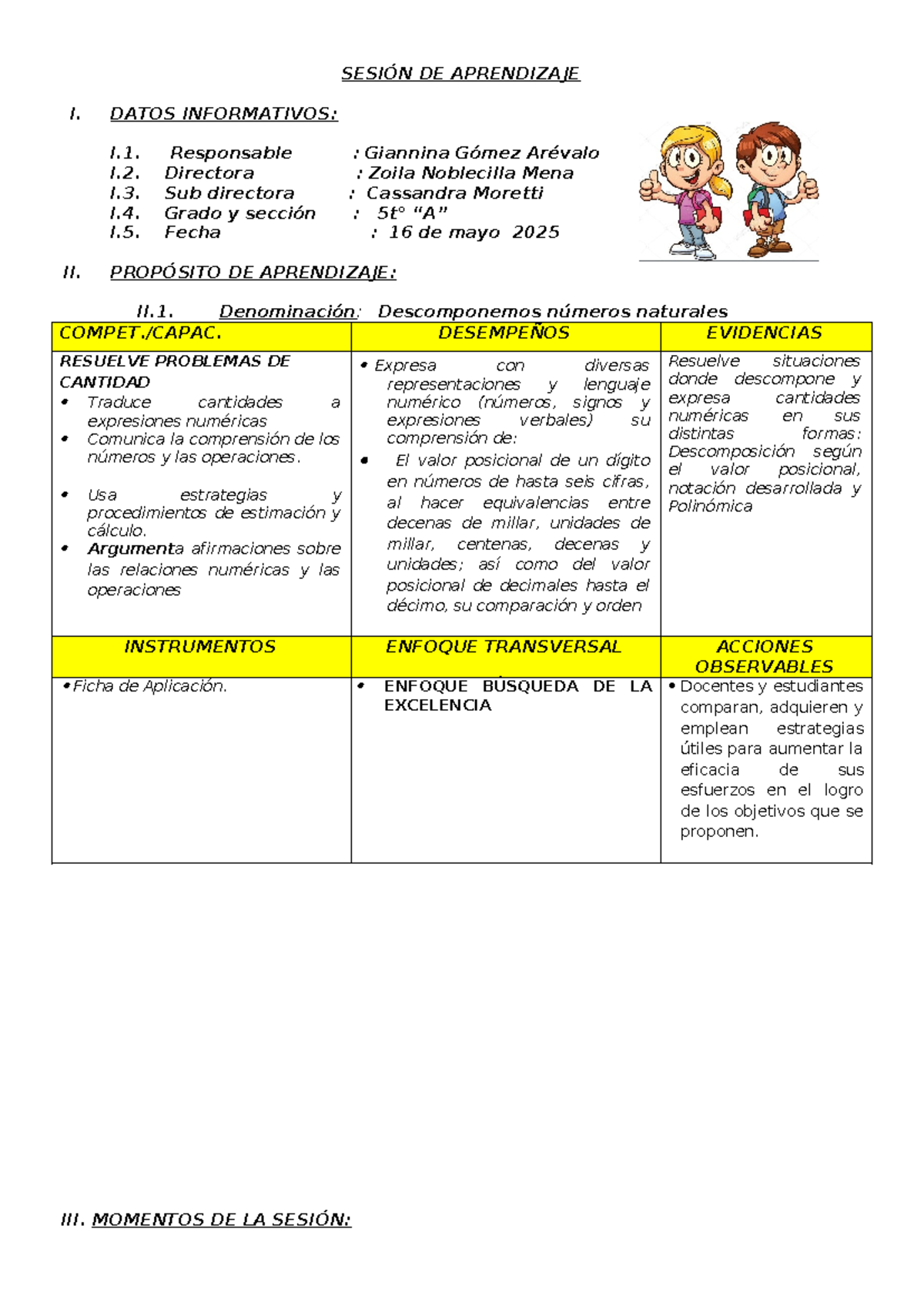 Sesión de Aprendizaje: Descomponemos Números Naturales - 5to Grado - Document Preview