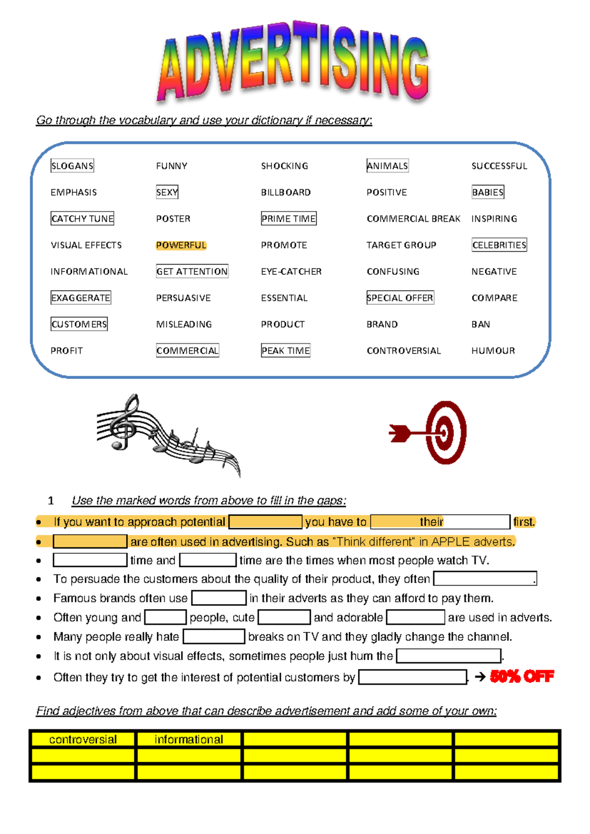 Advertising Vocabulary for Ss - ENG 101: Key Terms & Concepts - Studocu