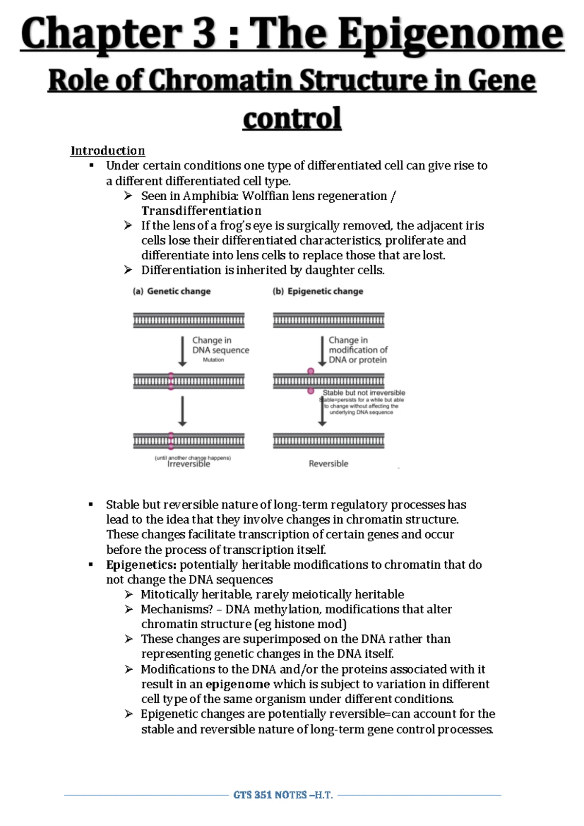 GTS 351 Chapter 1 Study Guide: Gene Expression Regulation Principles ...