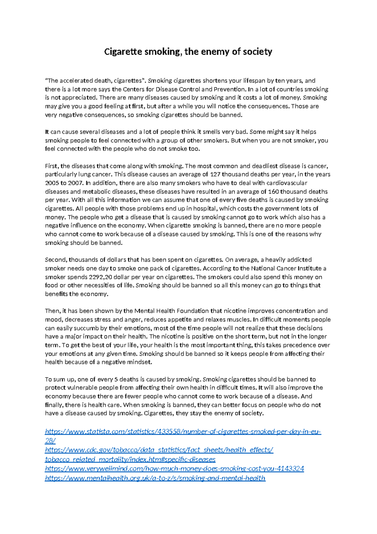 Practice Essay: The Societal Impacts of Smoking