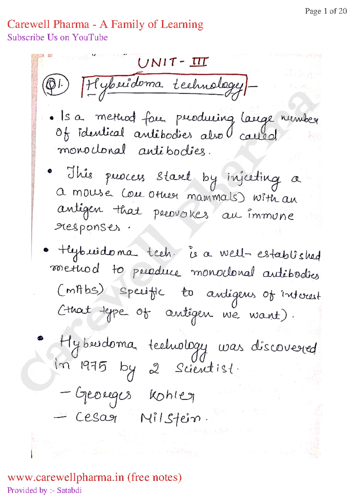 Unit 3, Pharmaceutical Biotechnology, B Pharmacy 6th Sem, Carewell ...