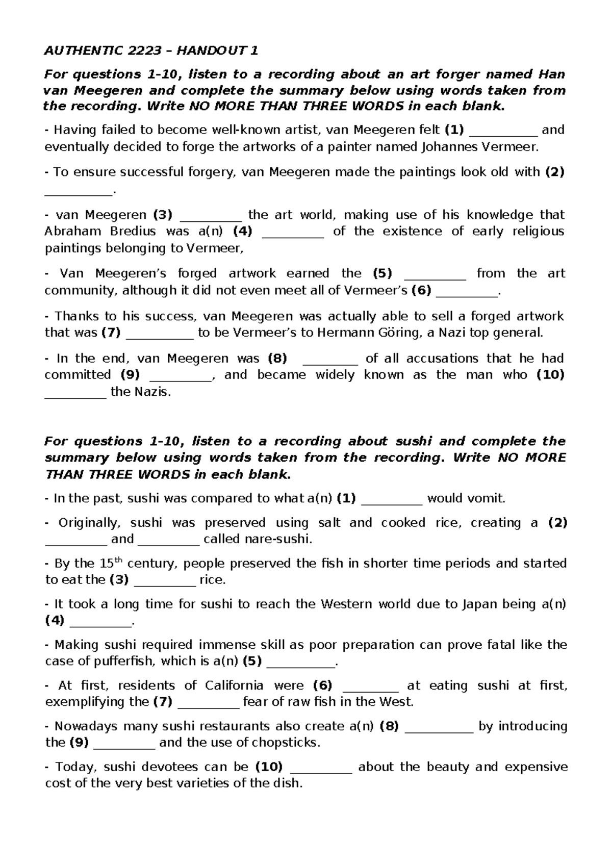 Authentic 2223 Handout 1 - AUTHENTIC 2223 – HANDOUT 1 For questions 1 ...