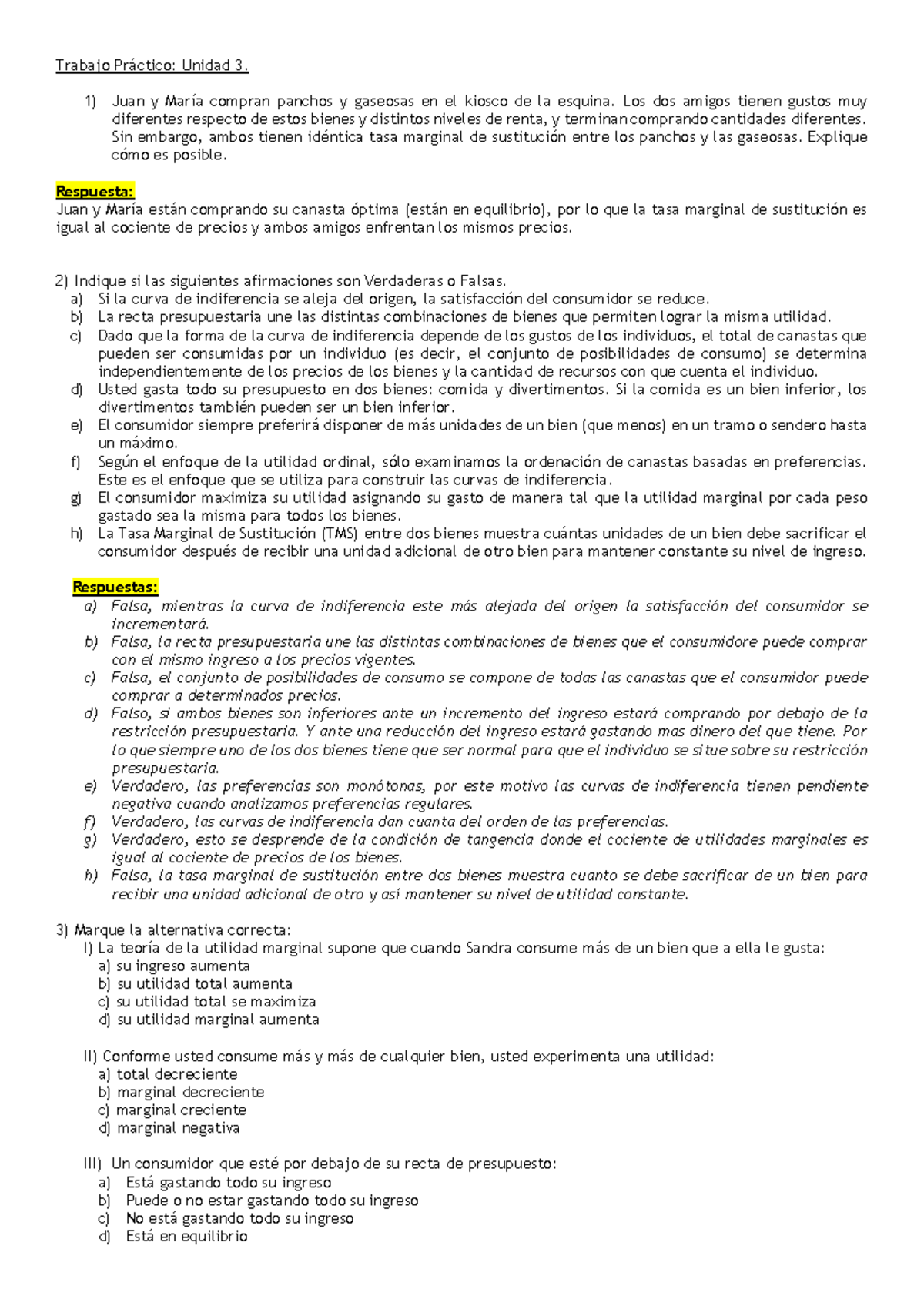 Trabajo Práctico Unidad 3: Análisis de Preferencias y Equilibrio del ...