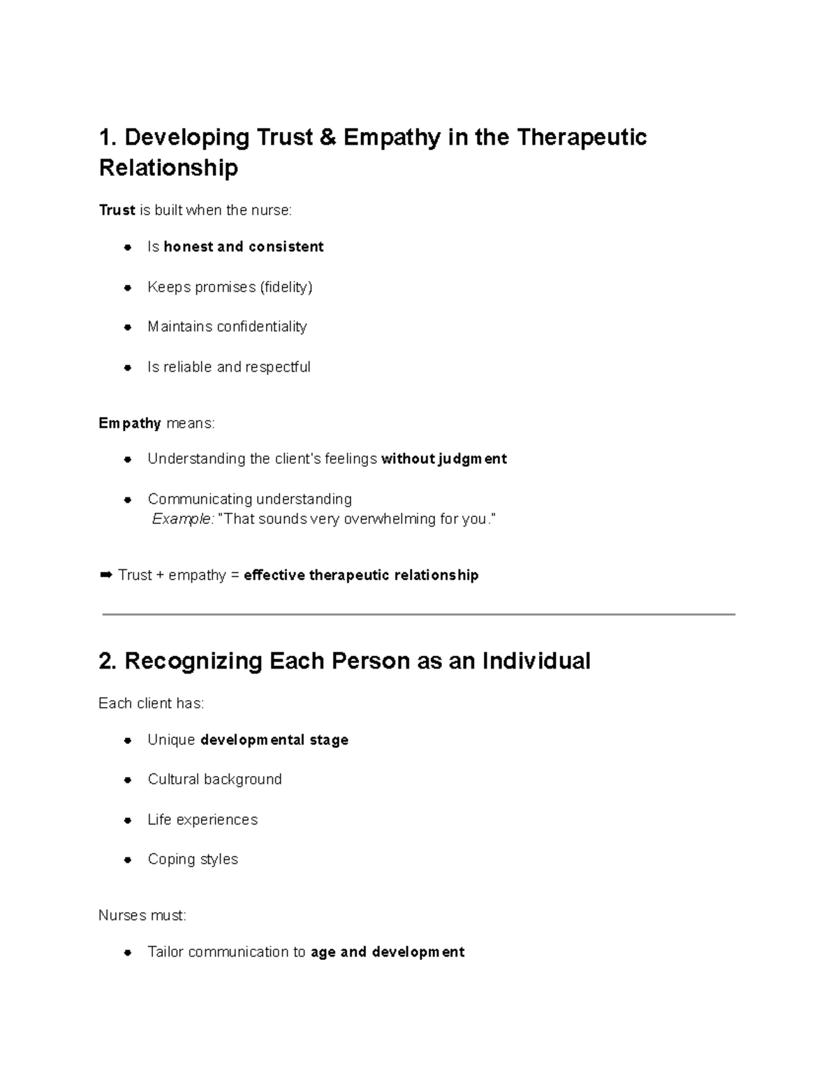 Therapeutic Communication in Nursing: Key Concepts - Studocu