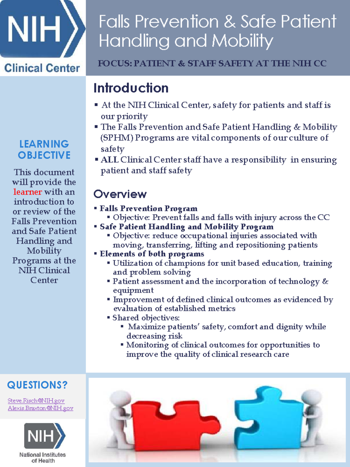 Falls Risks Alerts Training: Enhancing Patient & Staff Safety at NIH CC ...